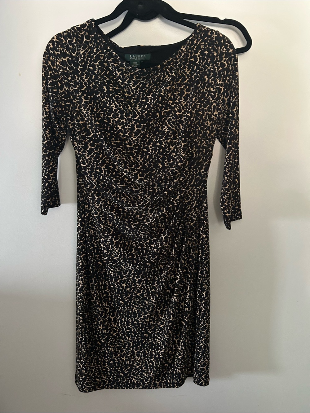 Ralph Lauren Black and Gold Ruched Midi Dress - Picture 3 of 7